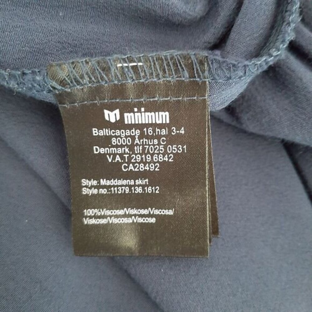 MINIMUM Denmark Maddalena Plisse Flowy Midi Skirt Navy Blue Sz S Flawed - Picture 10 of 11